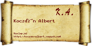 Koczán Albert névjegykártya