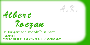 albert koczan business card